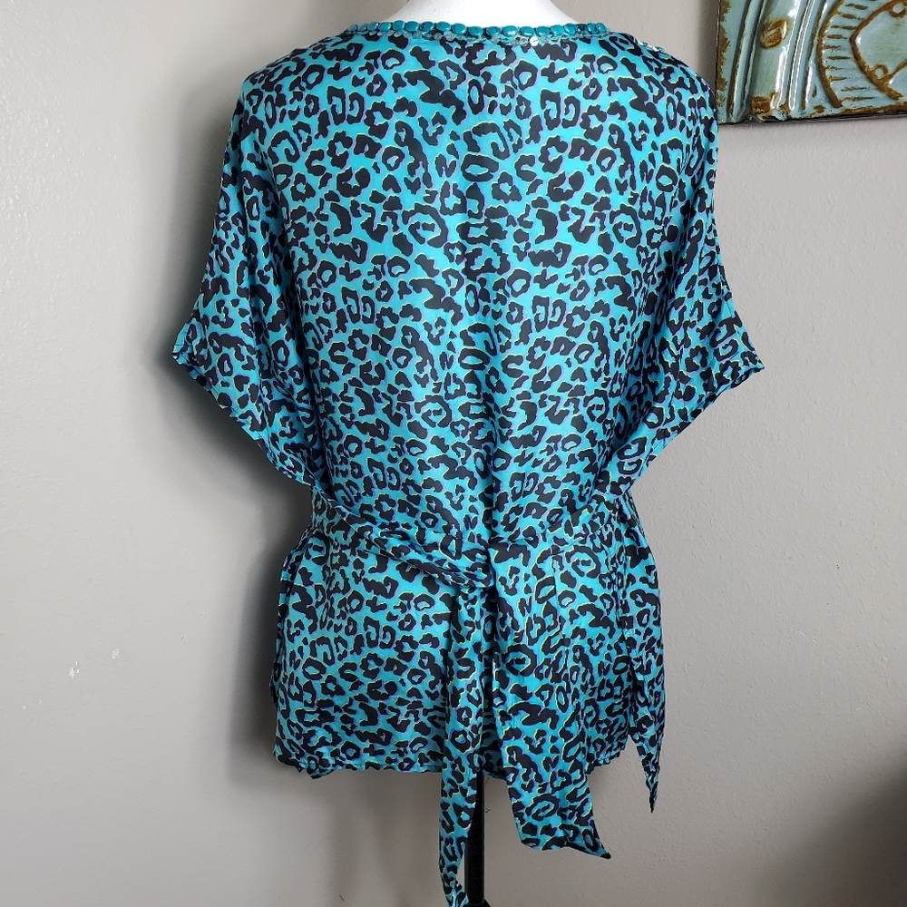 XXI teal animal print top Medium - Picture 3 of 5